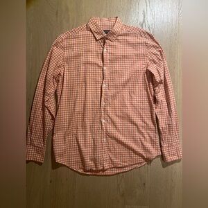 Massimo Dutti Slim Fit Plaid 100% Cotton Shirt Orange Size L